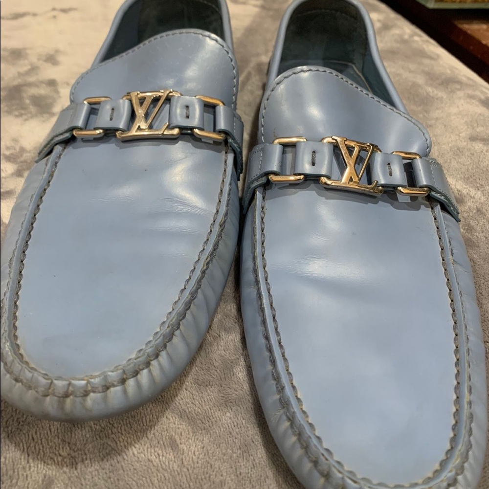 Louis Vuitton blue leather loafers size 12